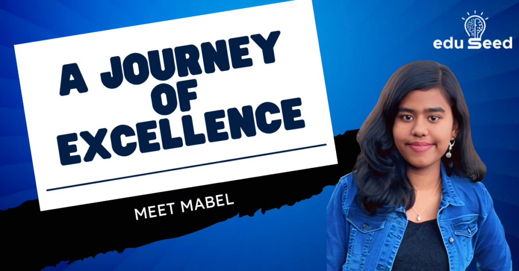 Portrait of Mabel with visual highlights from her journey of excellence and achievements.