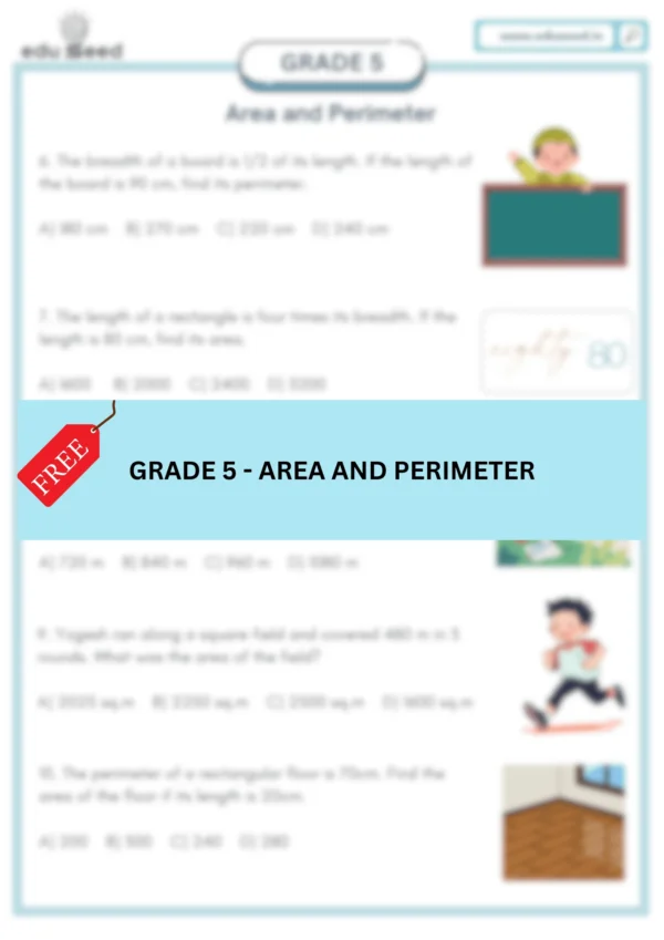 Free Worksheet for Grade 5 - Area and Perimeter Olympiad Questions