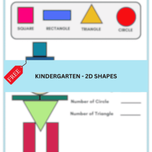 Kindergarten worksheet 2D Shape Downloadable