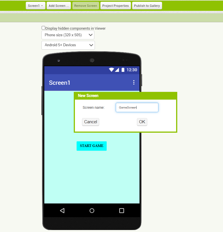 Create a new Screen