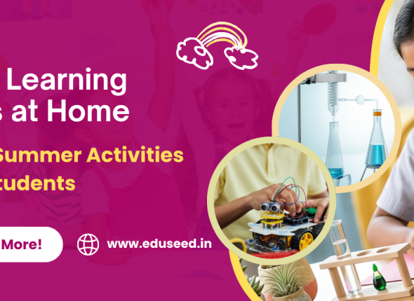 DIY learning kits at home with fun summer activities for students including science experiments and robotics projects